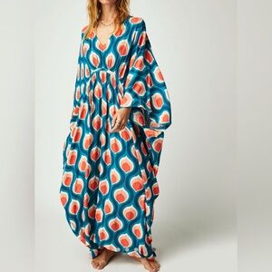 Free People Groovy Baby Maxi Kaftan In Peacock